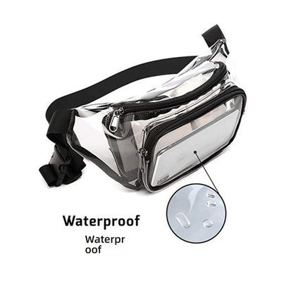 Clear PVC Fanny Pack, Stadium Approved Waterproof Waist Bag & Crossbody Belt Purse With Adjustable Strap, Fashion Small Bum Bag For Concert, Travel