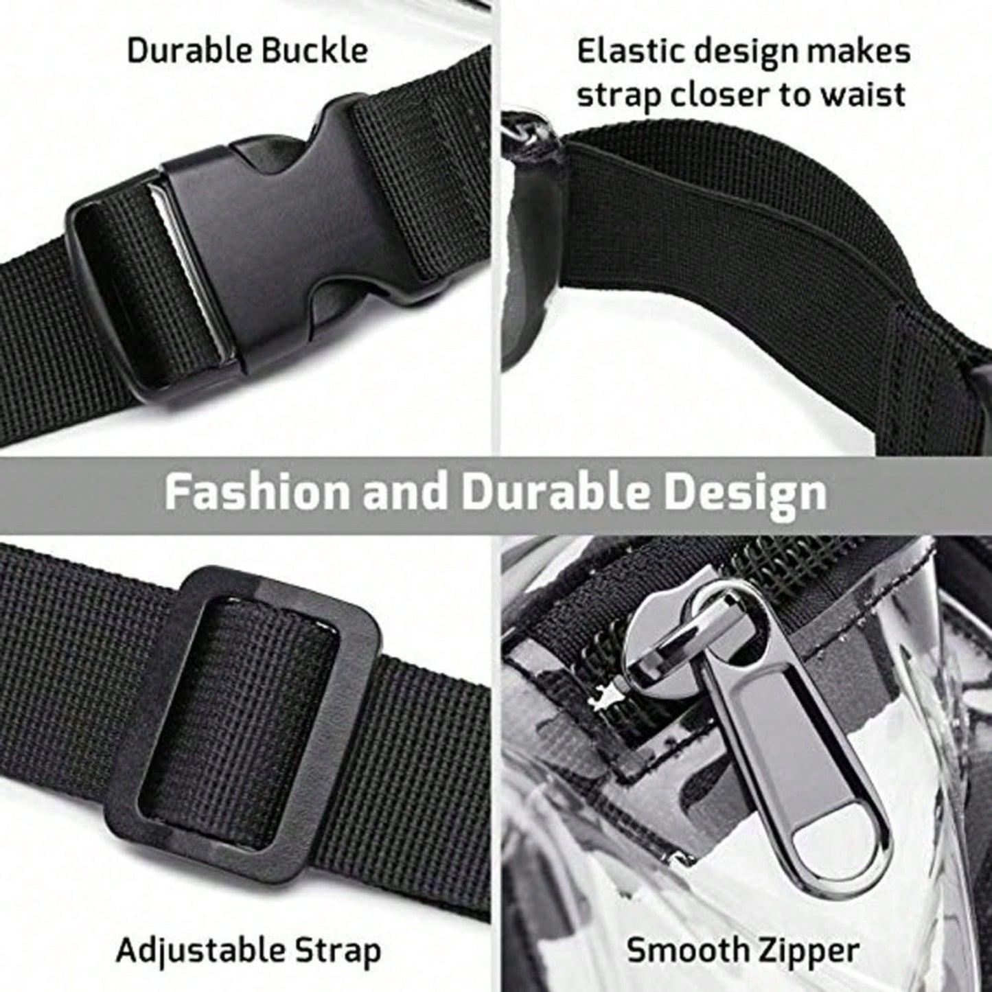 Clear PVC Fanny Pack, Stadium Approved Waterproof Waist Bag & Crossbody Belt Purse With Adjustable Strap, Fashion Small Bum Bag For Concert, Travel