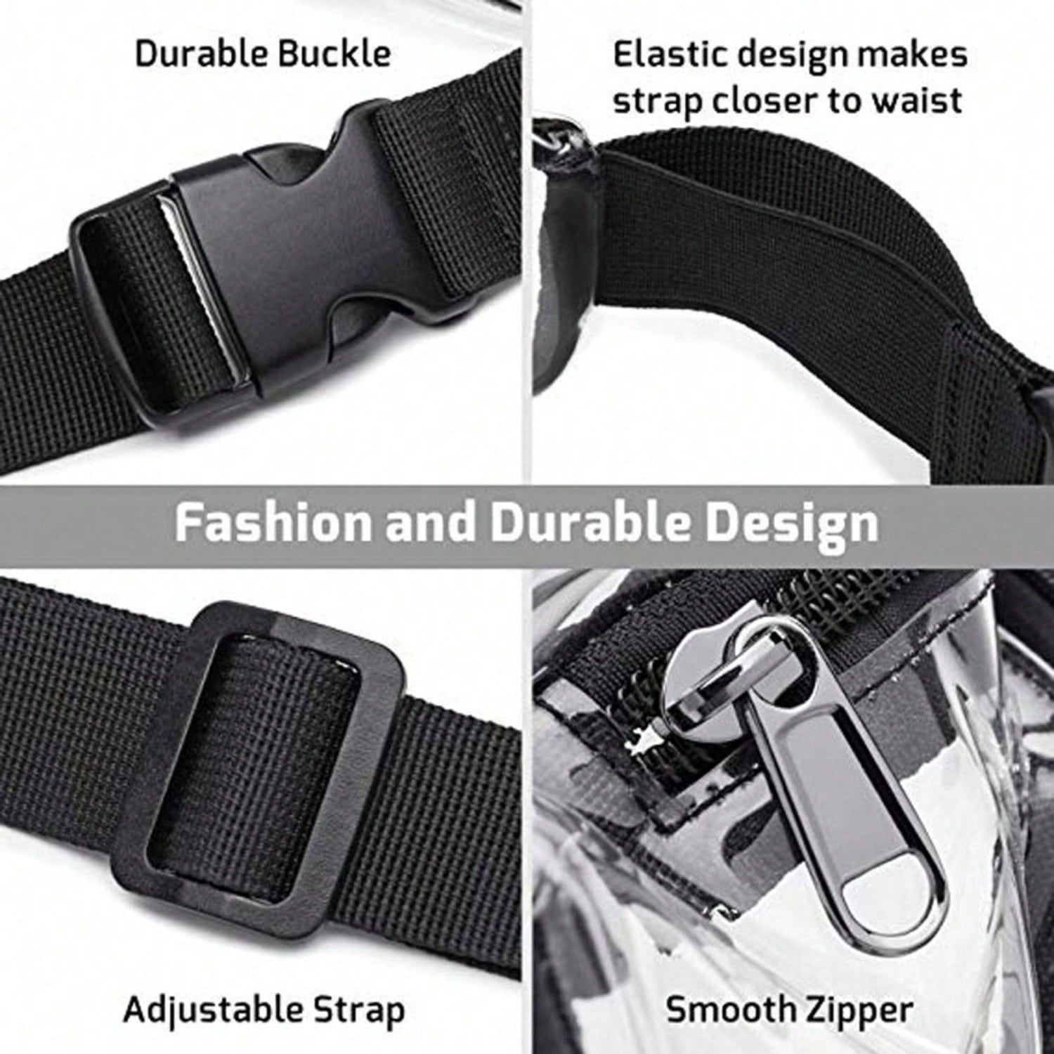 Clear PVC Fanny Pack, Stadium Approved Waterproof Waist Bag & Crossbody Belt Purse With Adjustable Strap, Fashion Small Bum Bag For Concert, Travel