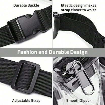Clear PVC Fanny Pack, Stadium Approved Waterproof Waist Bag & Crossbody Belt Purse With Adjustable Strap, Fashion Small Bum Bag For Concert, Travel