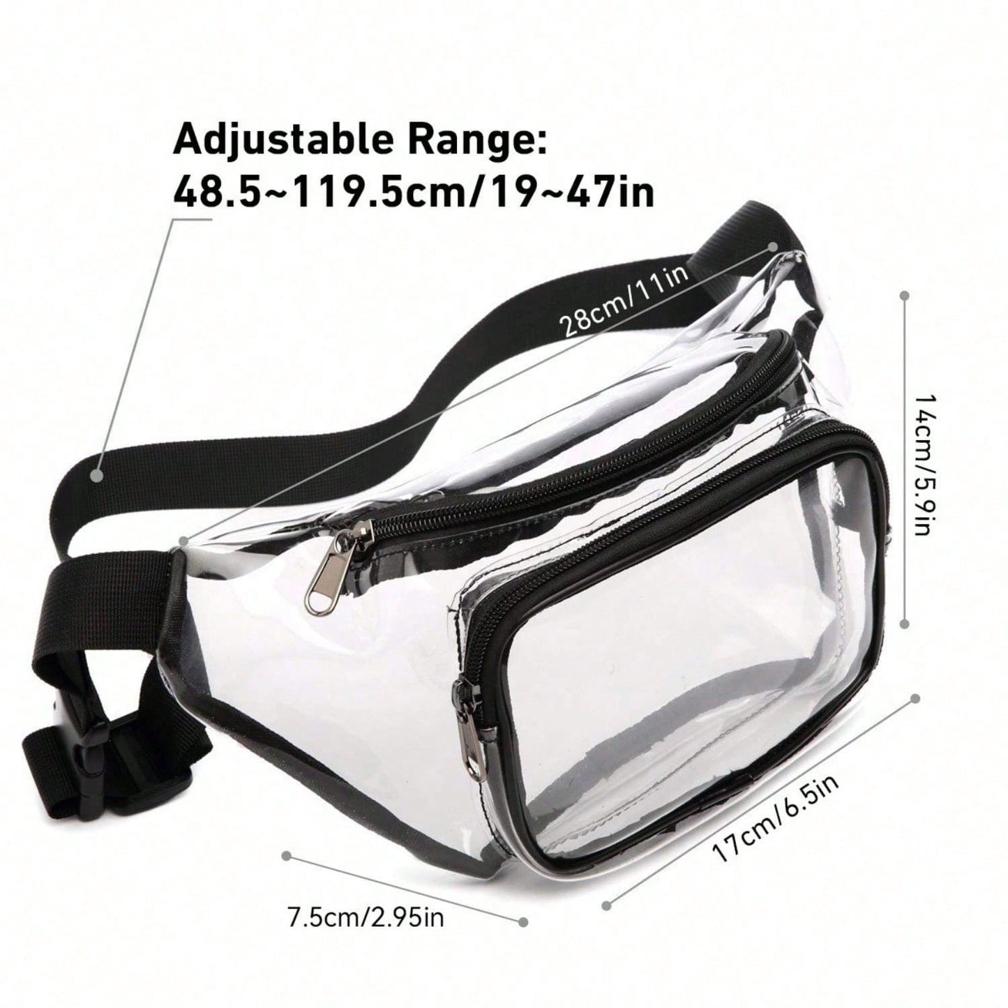 Clear PVC Fanny Pack, Stadium Approved Waterproof Waist Bag & Crossbody Belt Purse With Adjustable Strap, Fashion Small Bum Bag For Concert, Travel