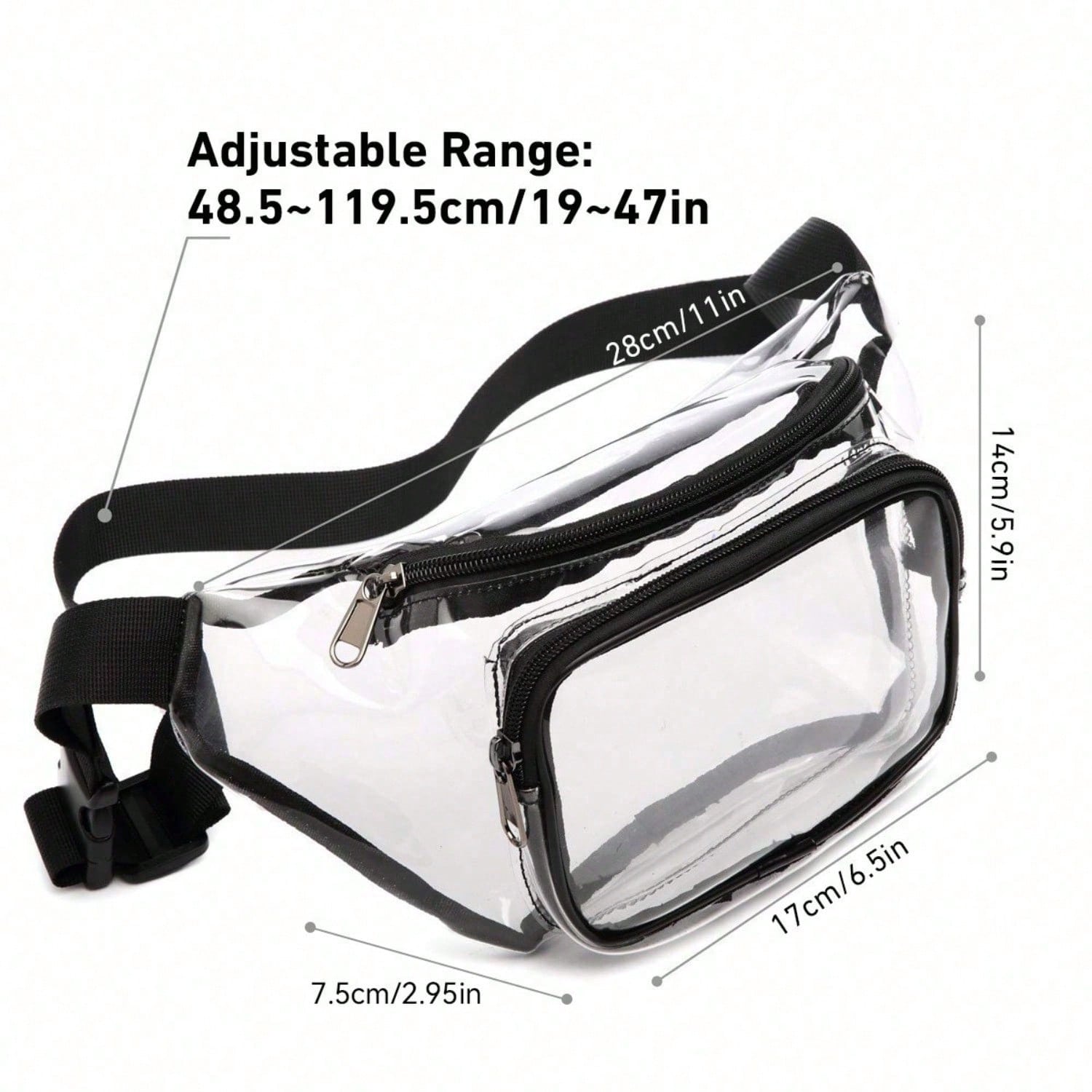Clear PVC Fanny Pack, Stadium Approved Waterproof Waist Bag & Crossbody Belt Purse With Adjustable Strap, Fashion Small Bum Bag For Concert, Travel