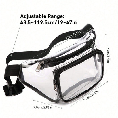 Clear PVC Fanny Pack, Stadium Approved Waterproof Waist Bag & Crossbody Belt Purse With Adjustable Strap, Fashion Small Bum Bag For Concert, Travel