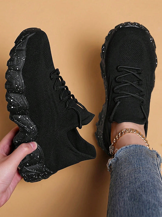 Comfortable Wide Toe Box Sneakers For Women, Breathable Knit Athletic Shoes With Chunky Sole - Ideal Gift Idea
