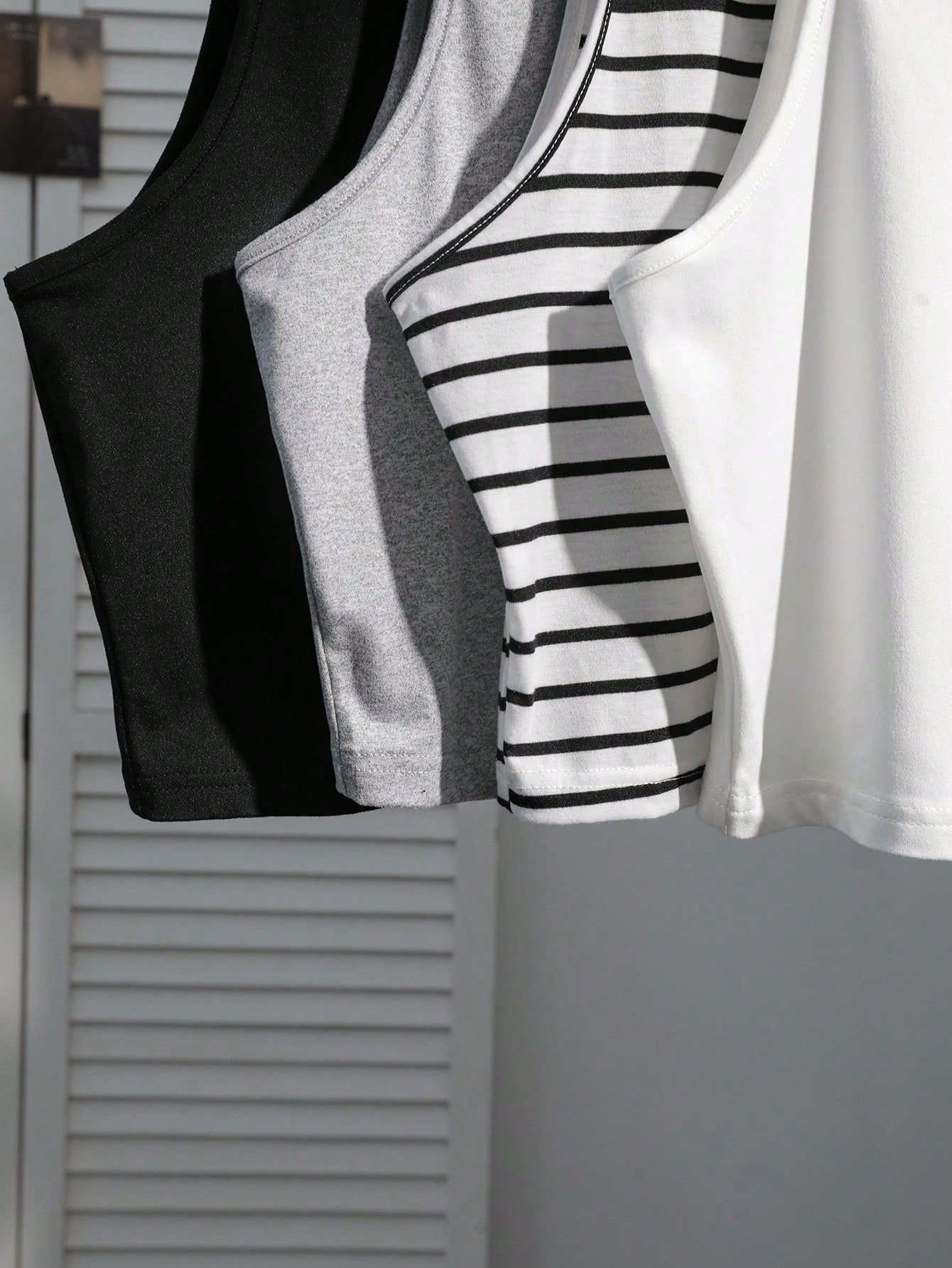 Comfortcana 1 Set Plus Size Women's Casual Formal Black Grey Black And White White Camisole, Versatile Sexy Fitted Tank Top For Summer Back To School Evening