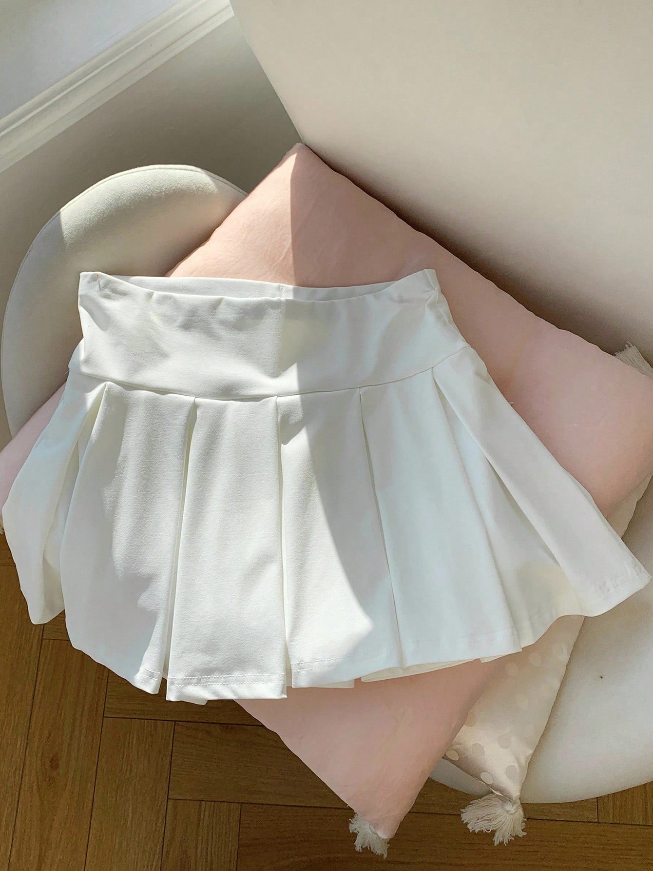 Comfortcana Casual Versatile Solid Color Sports Mini Pleated Skirt