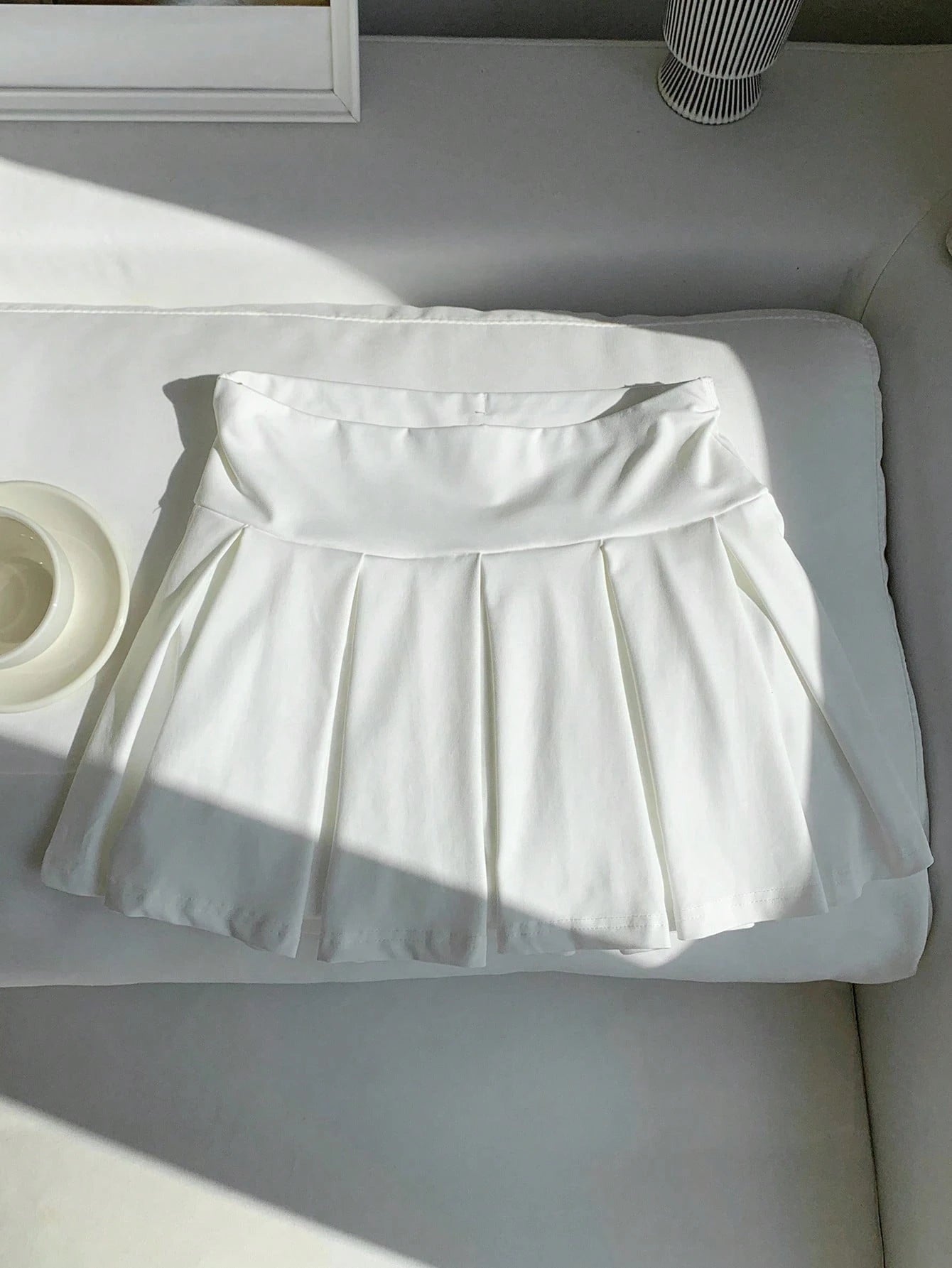 Comfortcana Casual Versatile Solid Color Sports Mini Pleated Skirt