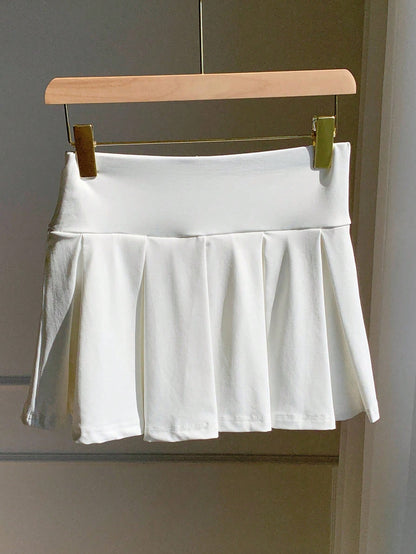 Comfortcana Casual Versatile Solid Color Sports Mini Pleated Skirt