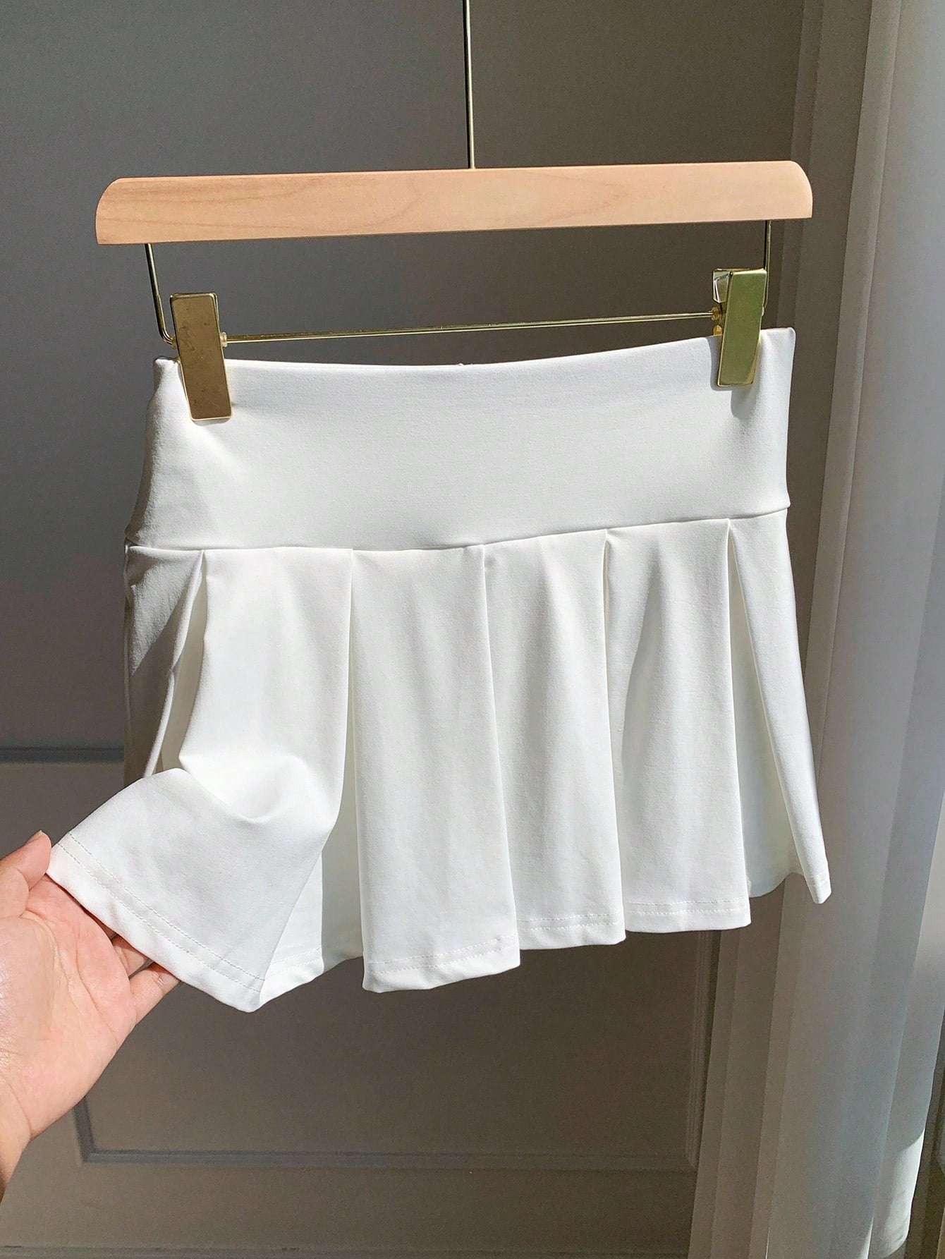 Comfortcana Casual Versatile Solid Color Sports Mini Pleated Skirt
