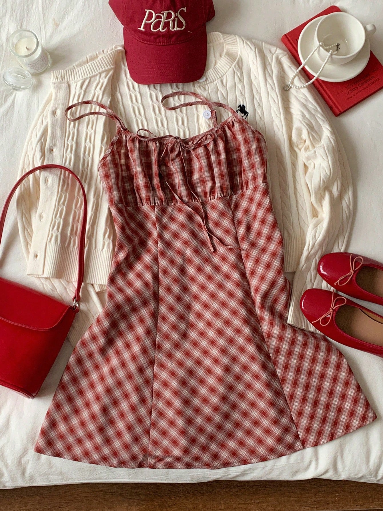 Comfortcana Fashionable Sexy Preppy Romantic Red And White Plaid Mini Dress For Women Summer Clothes Back-To-School New Year Elegant School Graduation