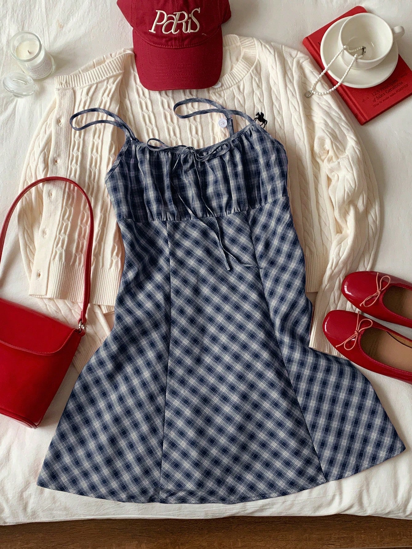 Comfortcana Fashionable Sexy Preppy Romantic Red And White Plaid Mini Dress For Women Summer Clothes Back-To-School New Year Elegant School Graduation