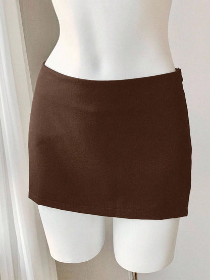 Comfortcana Women's Solid Color Low Waist Straight Casual Short Mini Skirt