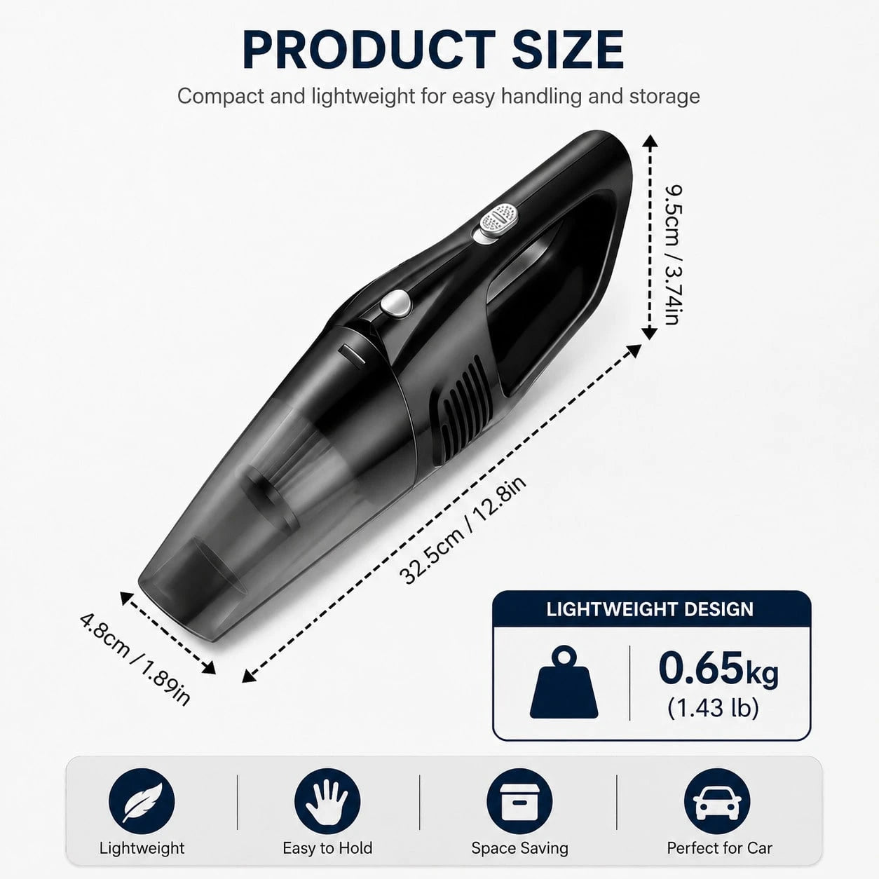 Cordless Car Vacuum Cleaner With Powerful Suction; Features Low-Noise Operation And Multiple Attachments; Suitable For Cleaning Car Interiors, Home Spaces, And Pet Messes.