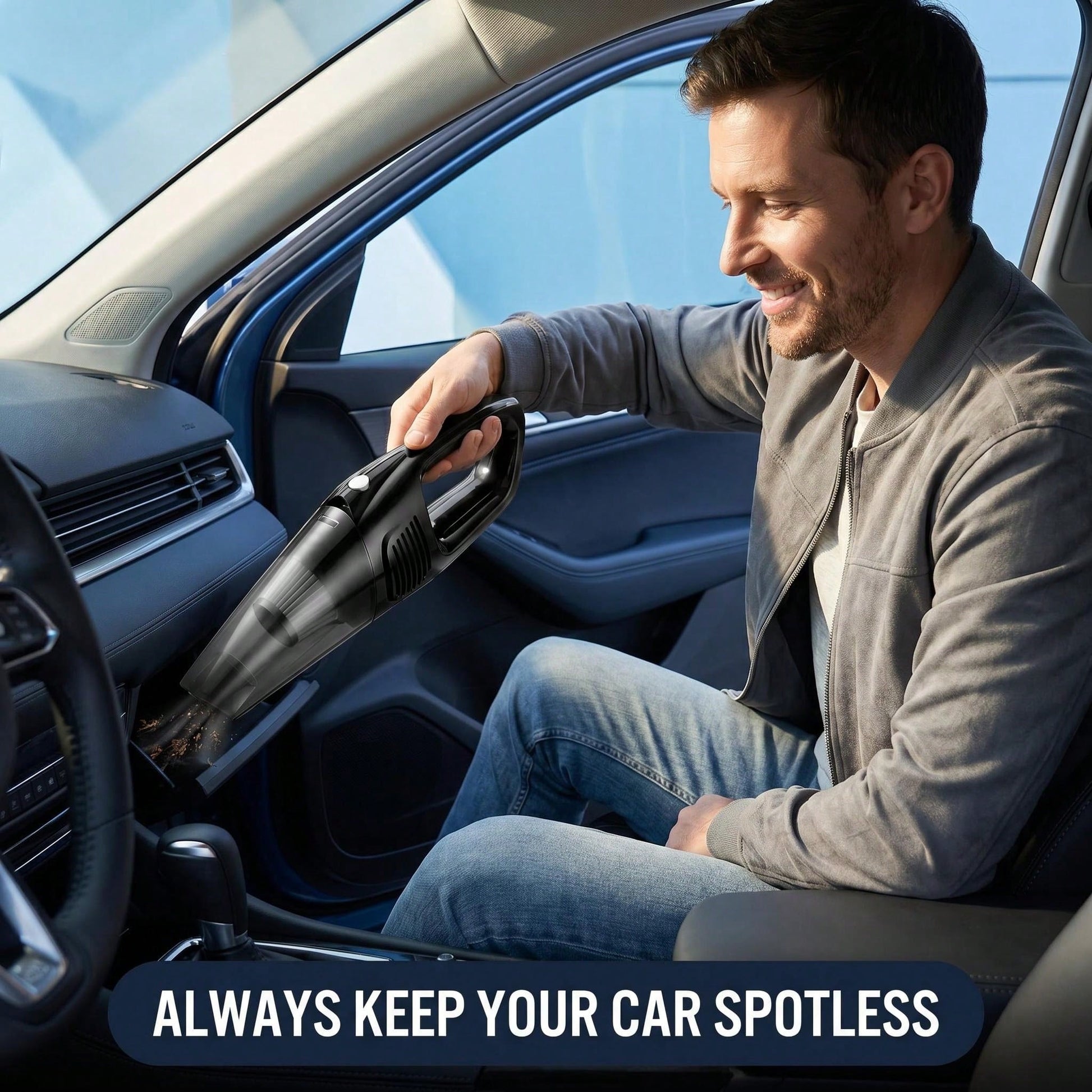 Cordless Car Vacuum Cleaner With Powerful Suction; Features Low-Noise Operation And Multiple Attachments; Suitable For Cleaning Car Interiors, Home Spaces, And Pet Messes.
