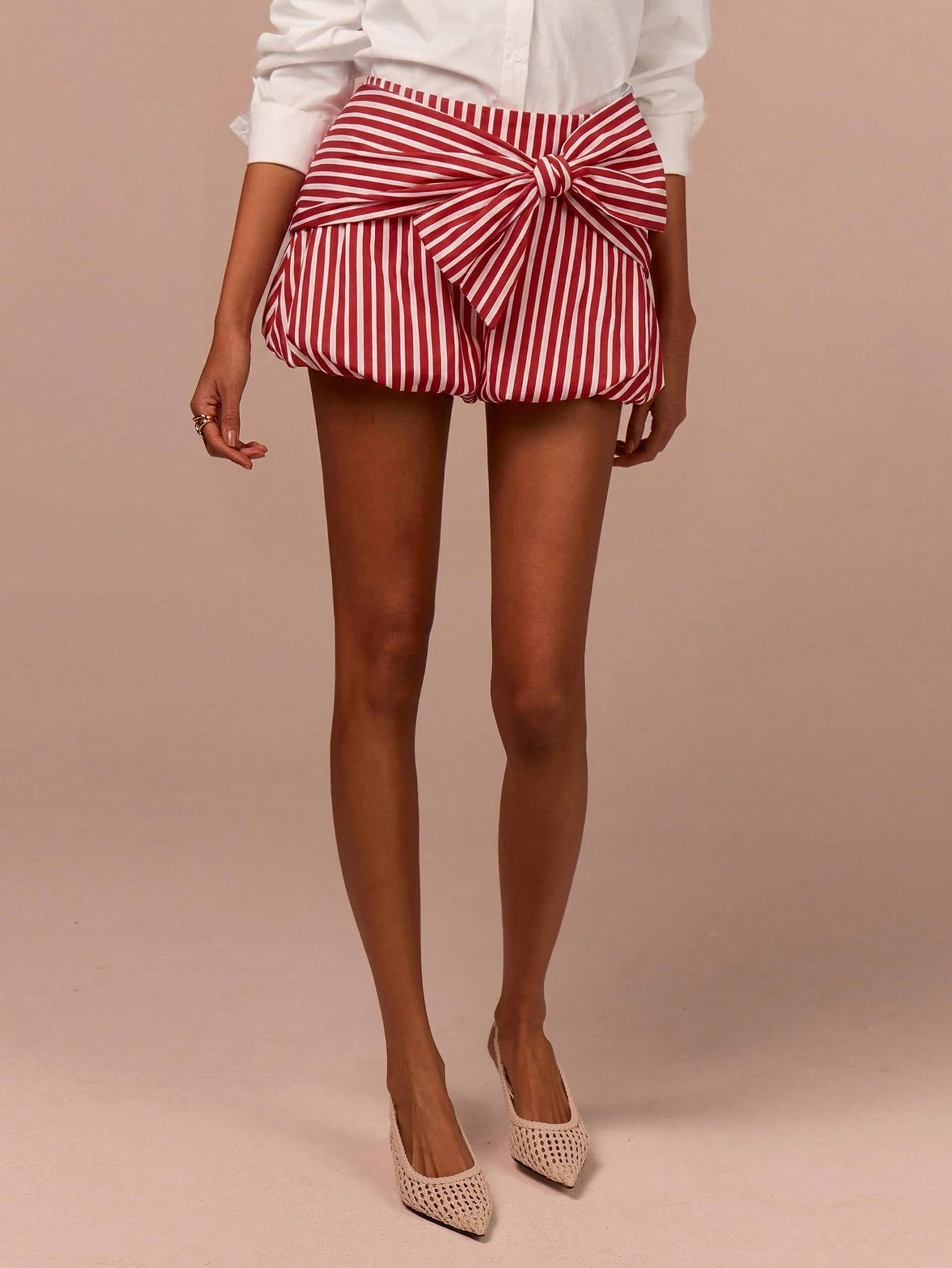 COSMINA Women's Bubble Skirt, Striped Skirt, Bow Skirt, Casual Skirt
