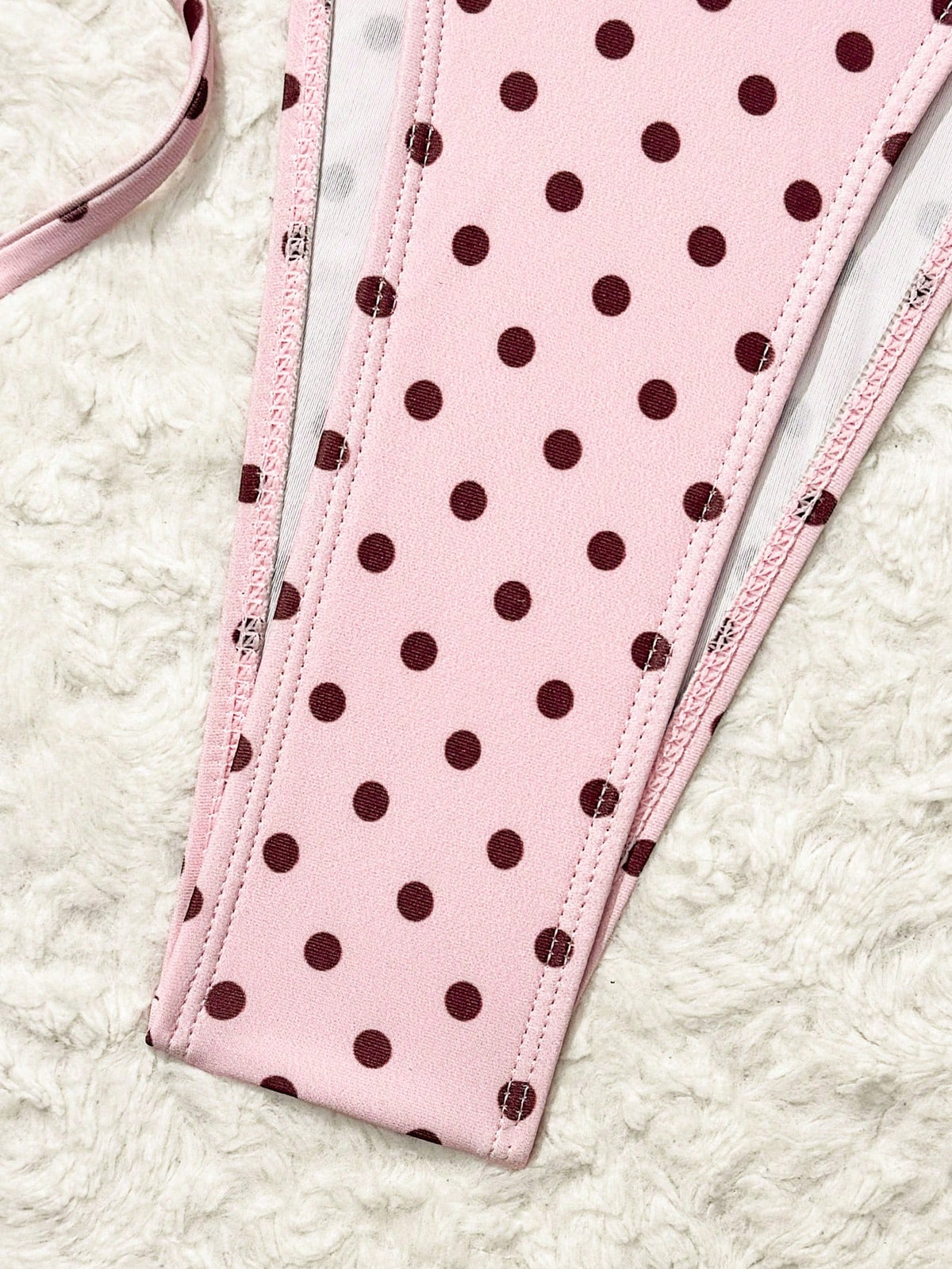 Costavie Summer New Beach Vacation Party Afternoon Tea Polka Dot Print Micro Triangle Side Tie Ruched 3 PiecesWomen Swimwear Set