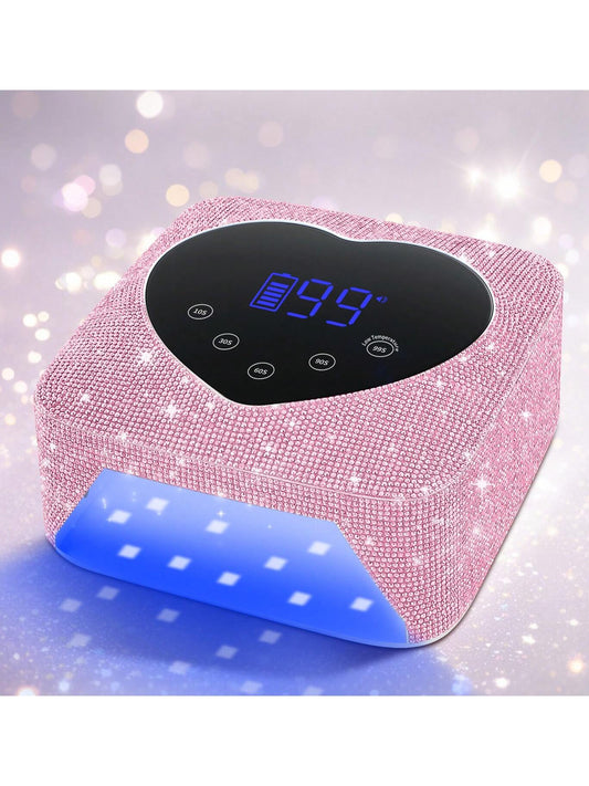 COSYGLOW 1 Pc UV Nail Lamp, 72W UV Nail Light For Gel Nails With 5 Timer Setting, Rechargeable Nail Dryer With Diamond, Professional Quick Dry Curing Lamp With Display Auto Sensor For Salon & Home,US