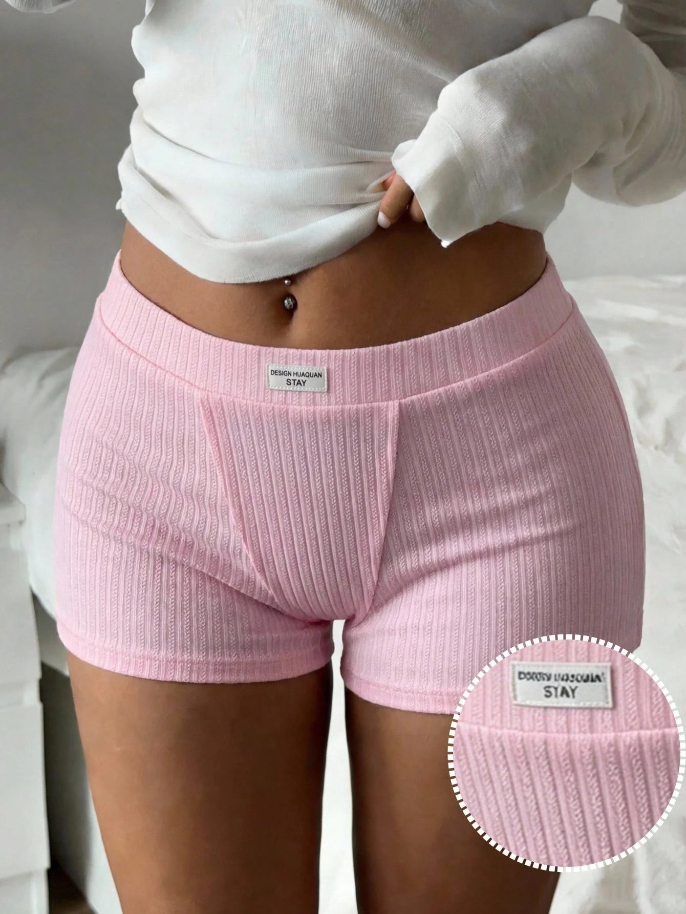 CovetEZ 2026 Women's Summer Yoga Home Wear Sports Fashionable Comfortable Casual Letter Print Tight Shorts Home Light Pink