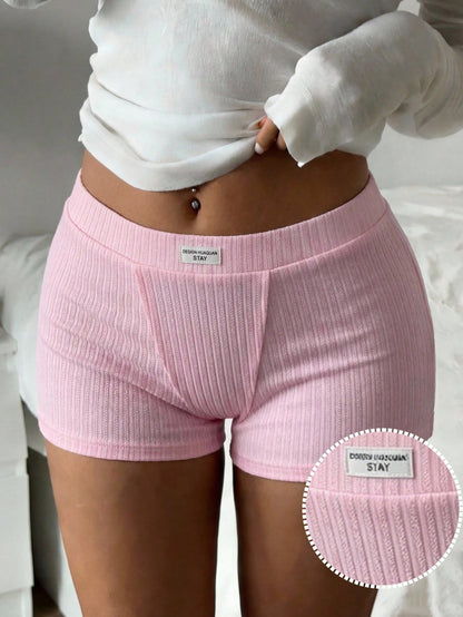 CovetEZ 2026 Women's Summer Yoga Home Wear Sports Fashionable Comfortable Casual Letter Print Tight Shorts Home Light Pink