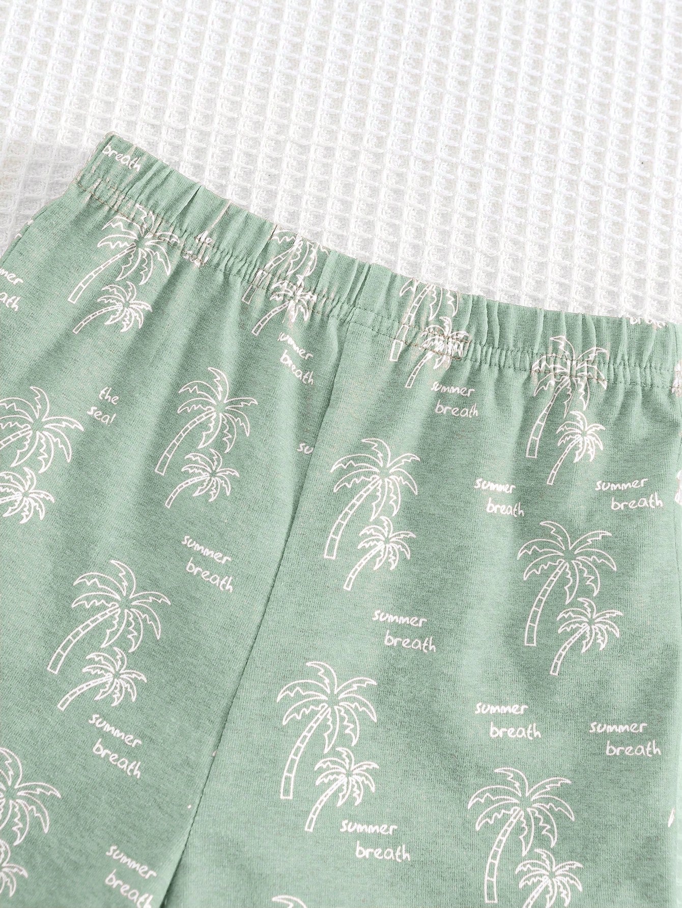 Cozy Pixies Baby Boy Floral Print Contrast Color Knit Soft Round Neck Short Sleeve Top And Elastic Waist Shorts 2-Piece Set