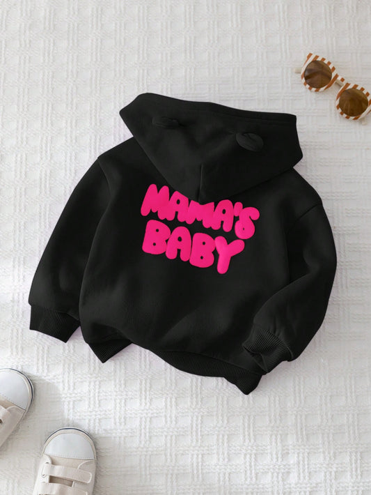 Cozy Pixies Baby Girl Letter Graphic Hooded Casual Zip-Up Jacket,In Fall/Winter