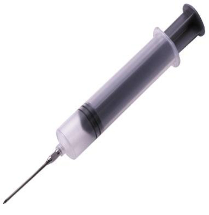 Crain 143 Adhesive Syringe with 2 oz. capacity and 2-inch 13-gauge needle for flooring repairs