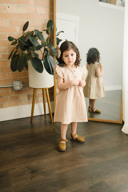 Cream Ruffle Linen Dress