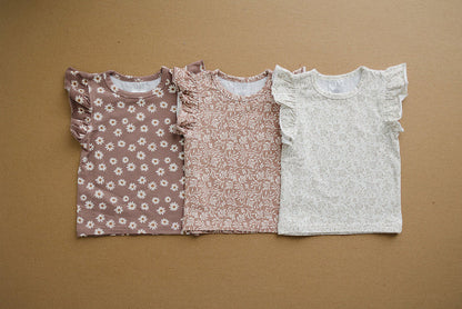Cream Vines Ruffle Tee