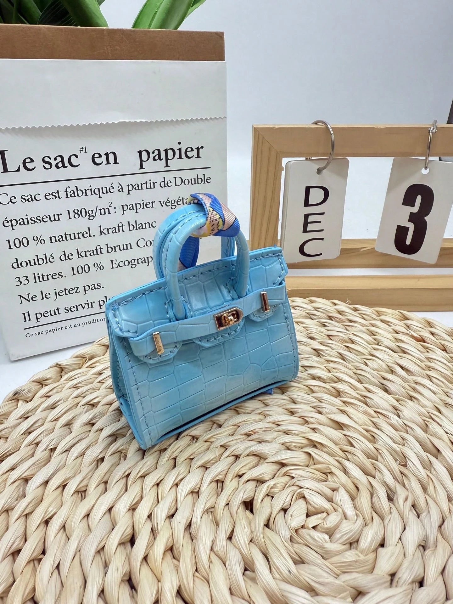 Crocodile Pattern Mini Bag Charm, PU Leather Mini Purse, Cute Keychain Bag Accessory, Small Coin Pouch For Women