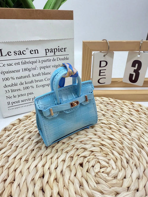 Crocodile Pattern Mini Bag Charm, PU Leather Mini Purse, Cute Keychain Bag Accessory, Small Coin Pouch For Women