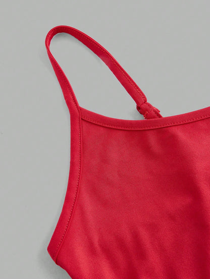 CURVE+ CURVE PLUS Valentine's Day 4pcs/Set Plus Size Women Plain Casual Camisole Spaghetti Strap Tank Tops Office Business Black Red Gold White Summer