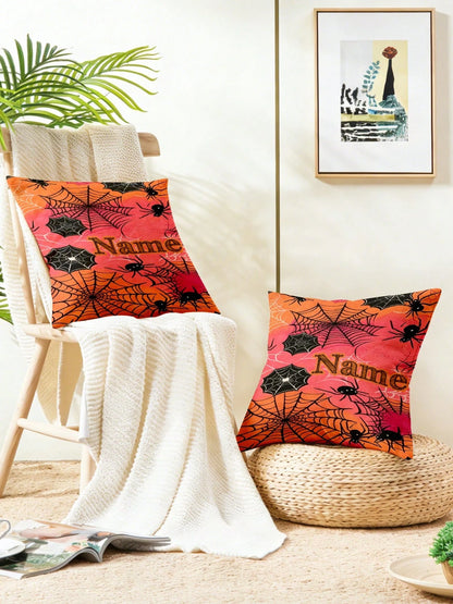 Custom Spider Web Personalized Text Pillow Case Soft Comfortable Cushion Covers Perfect Birthday Gifts Family Daily Wedding Graduation Souvenir Sofa Bed Car Bedroom Living Room Office Christmas Hallo