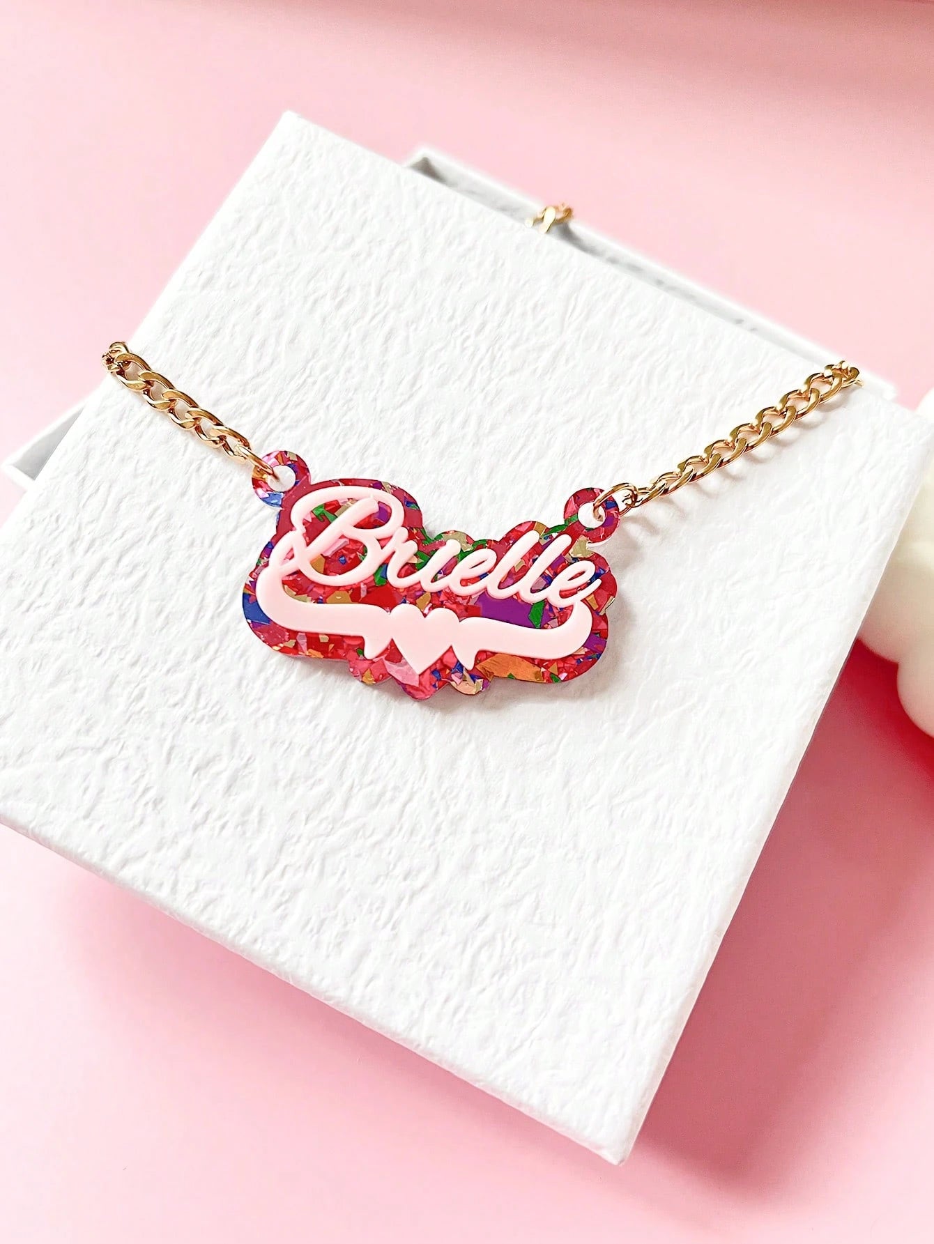 Customised Glitter Name Cute Necklace For Kids Halloween Gift Back To School Winter Gift Ideas Boy Girl Valentine's Day Multi-Functional,Ornamental,Engraved Exquisite,Stylish,Baby Fashion,Tidy,Colorfu