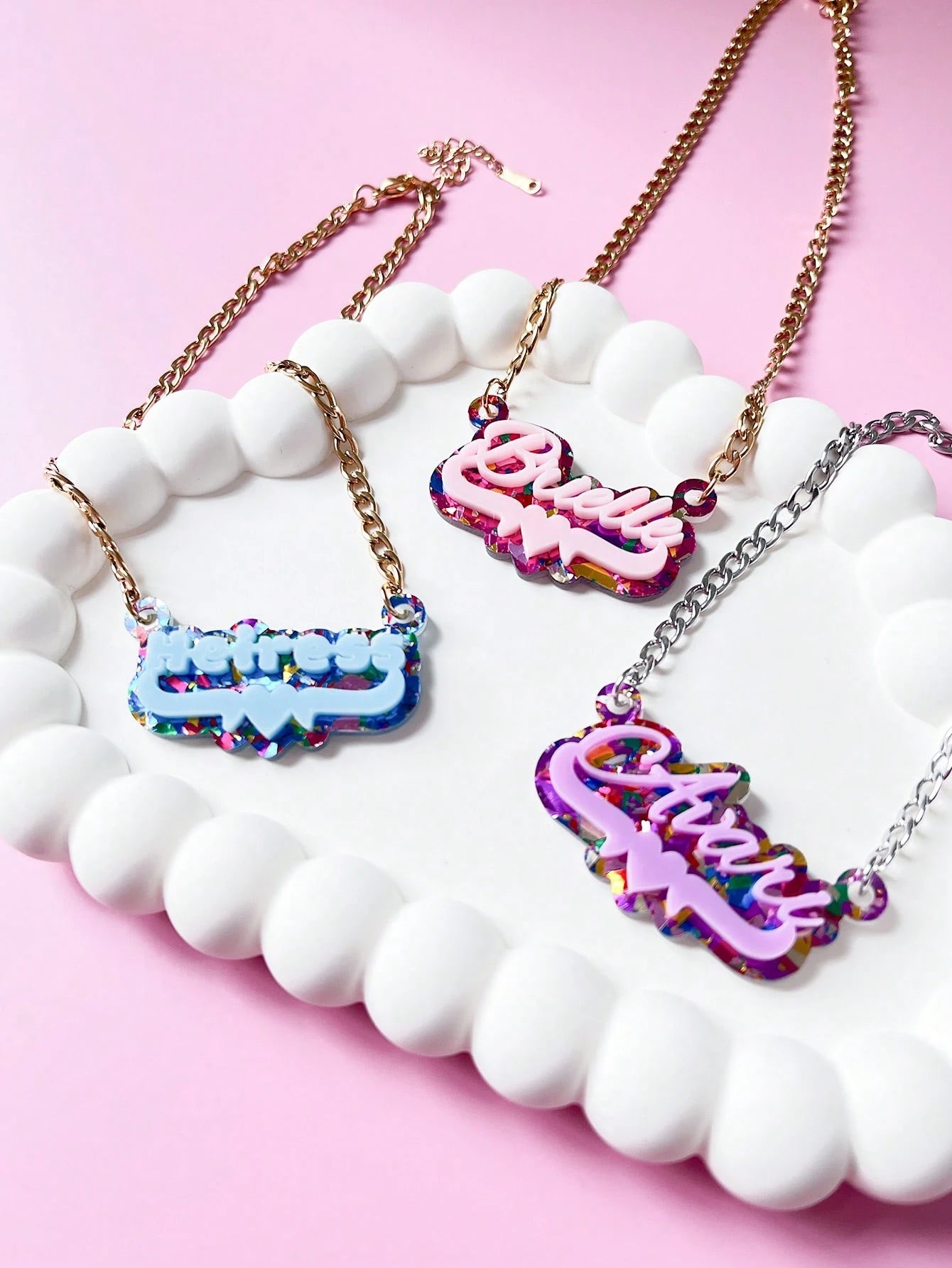 Customised Glitter Name Cute Necklace For Kids Halloween Gift Back To School Winter Gift Ideas Boy Girl Valentine's Day Multi-Functional,Ornamental,Engraved Exquisite,Stylish,Baby Fashion,Tidy,Colorfu