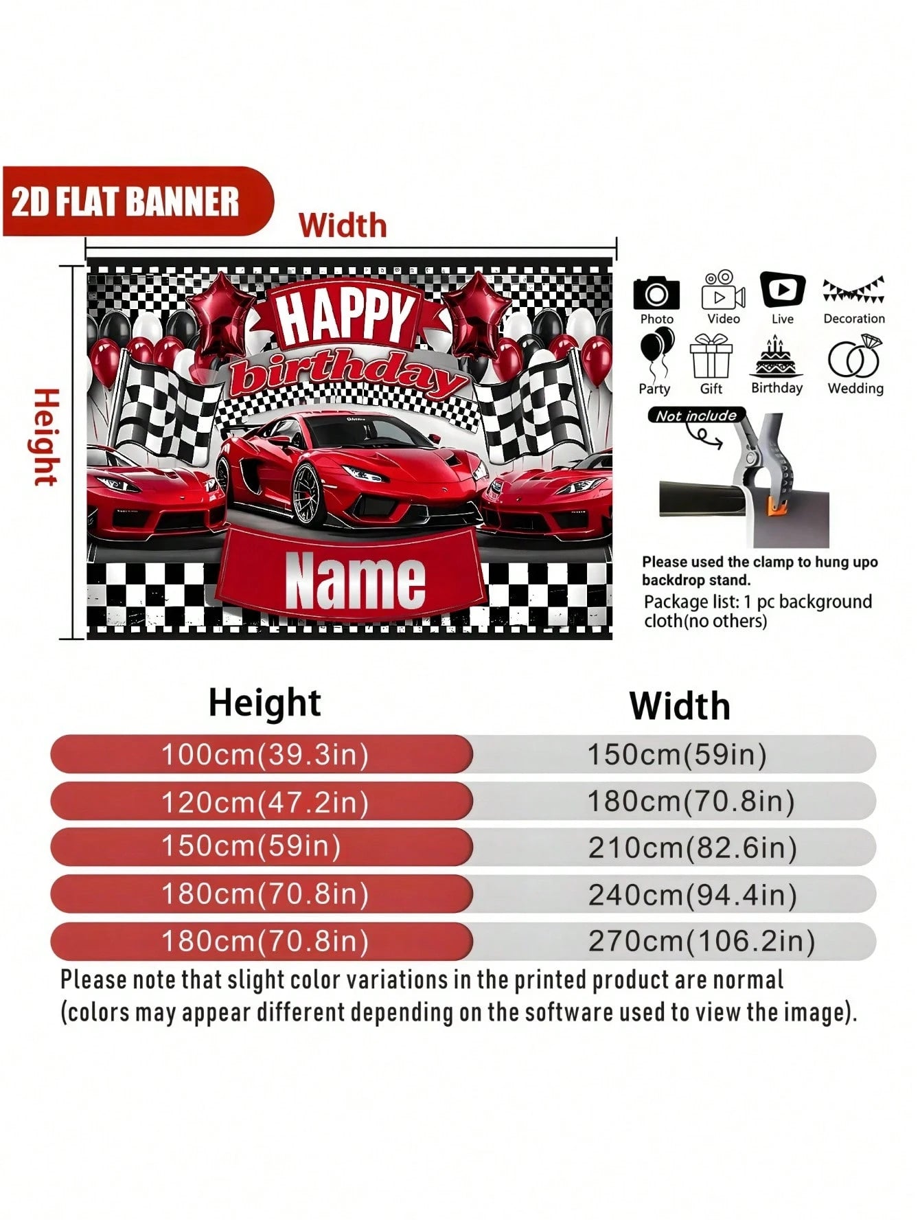 Customizable Name Stylish Racing Championship Birthday Banner, Black And White Flag Design With Red Race Car Pattern, Perfect For Birthday Party, Wall Decor, Photo Backdrop, Vinyl Banner Prop, Persona