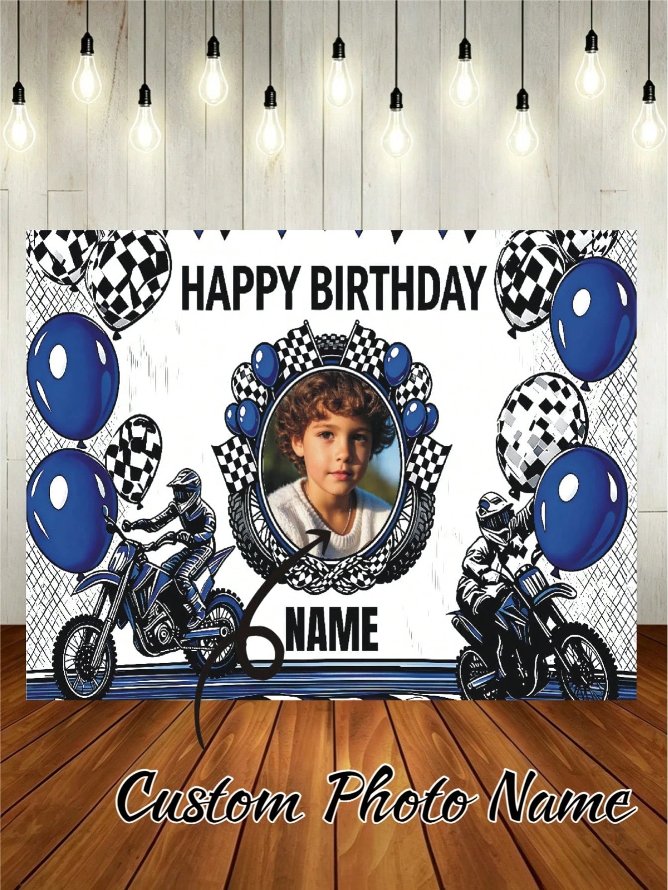Customizable Name Stylish Racing Championship Birthday Banner, Black And White Flag Design With Red Race Car Pattern, Perfect For Birthday Party, Wall Decor, Photo Backdrop, Vinyl Banner Prop, Persona