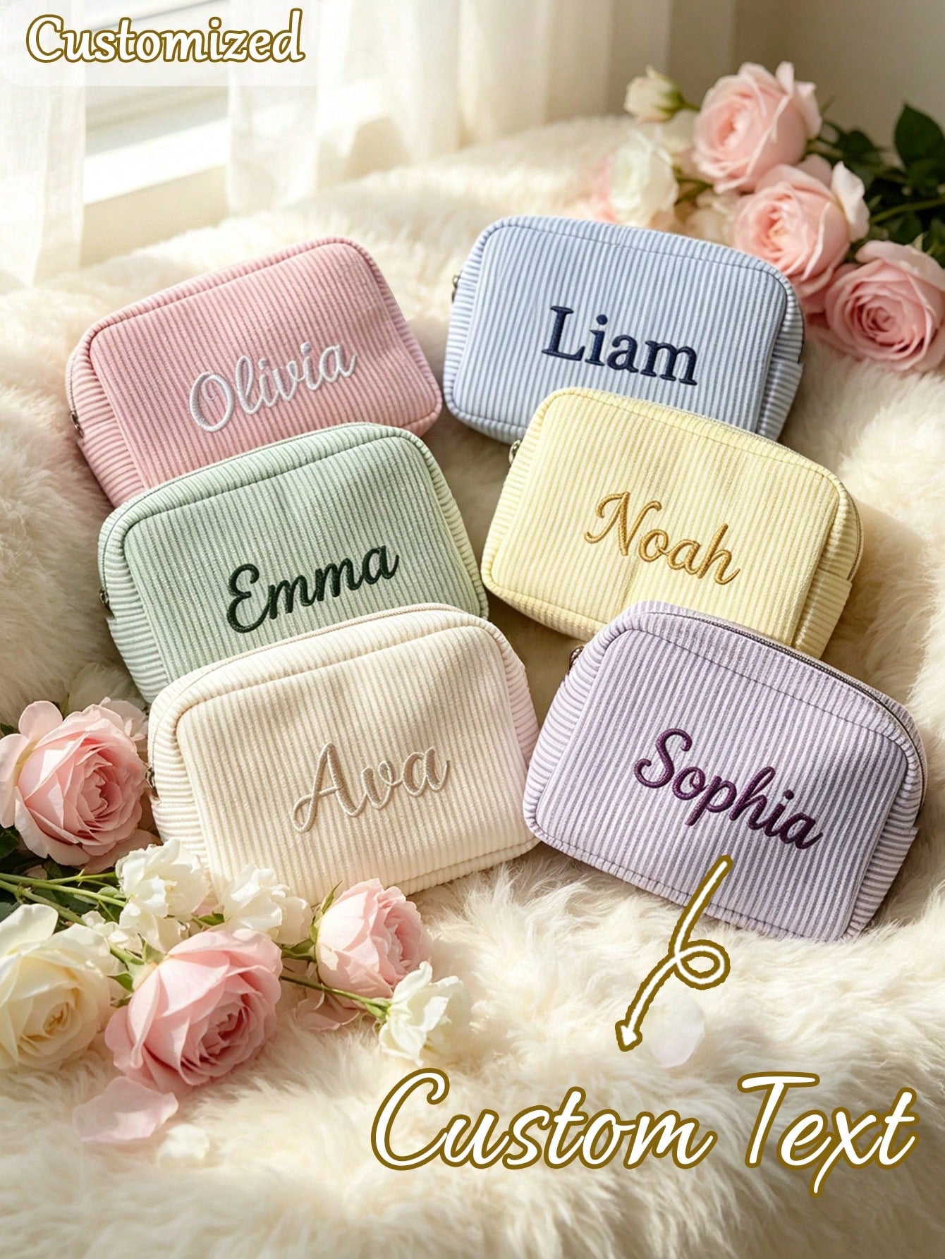 Customized Makeup Bag Travel Cosmetic Bag Personalized Storage Bag Women's Gift Toiletry Bag Sunscreen Storage Bag Bridesmaid Gift Travel Organizer Bag