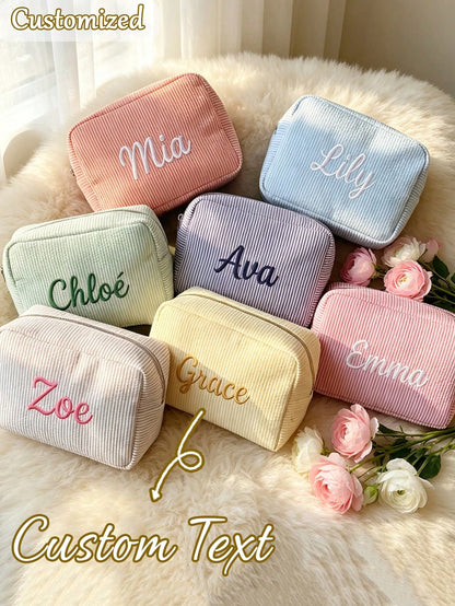 Customized Makeup Bag Travel Cosmetic Bag Personalized Storage Bag Women's Gift Toiletry Bag Sunscreen Storage Bag Bridesmaid Gift Travel Organizer Bag