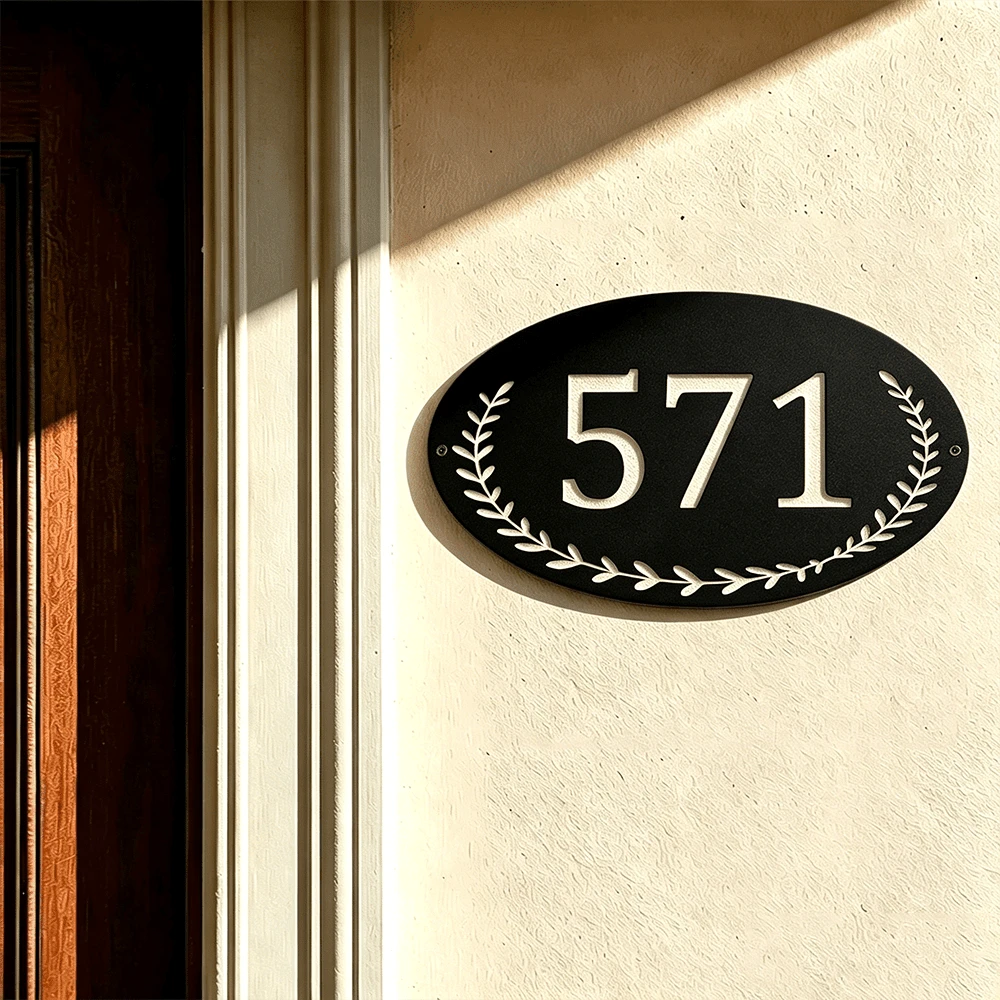 Customized Oval/Round Door Number Sign, Baroque Style Black Address Plaque, 4 Sizes Available, Door Number Sign Chaos Garden