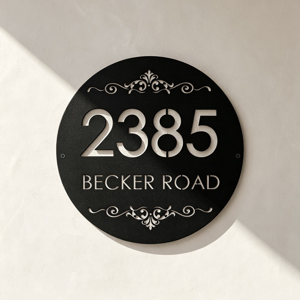 Customized Oval/Round Door Number Sign, Baroque Style Black Address Plaque, 4 Sizes Available, Door Number Sign Chaos Garden