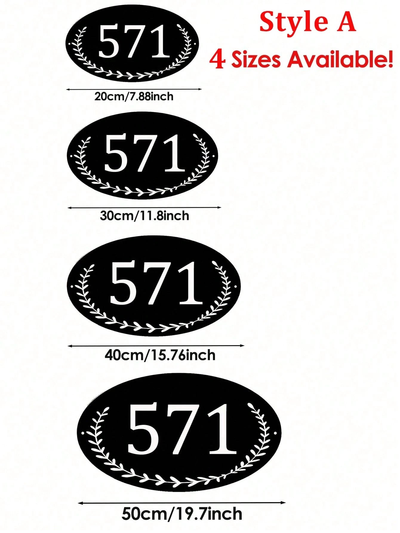 Customized Oval/Round Door Number Sign, Baroque Style Black Address Plaque, 4 Sizes Available, Door Number Sign Chaos Garden