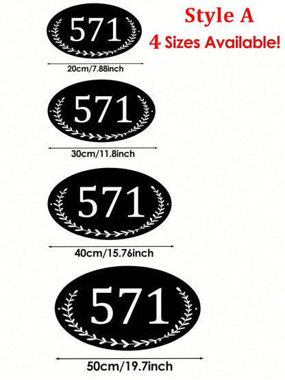 Customized Oval/Round Door Number Sign, Baroque Style Black Address Plaque, 4 Sizes Available, Door Number Sign Chaos Garden