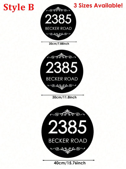Customized Oval/Round Door Number Sign, Baroque Style Black Address Plaque, 4 Sizes Available, Door Number Sign Chaos Garden