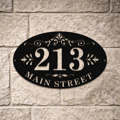 Customized Oval/Round Door Number Sign, Baroque Style Black Address Plaque, 4 Sizes Available, Door Number Sign Chaos Garden