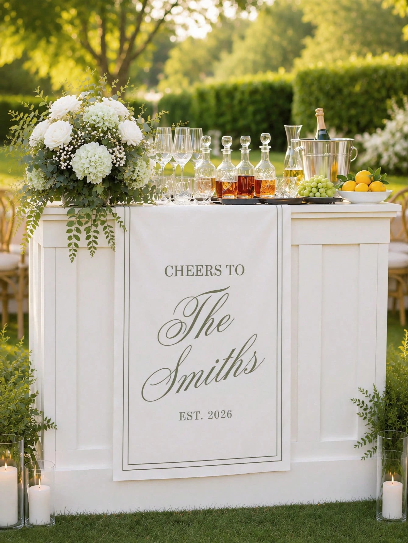 Customized Wedding Welcome Banner, Wedding Tablecloth, Personalized Linen Striped Bar Event Sign, Bar Event Banner, Customizable Name And Date, Wedding Gift, Welcome Gift, Bridal Shower