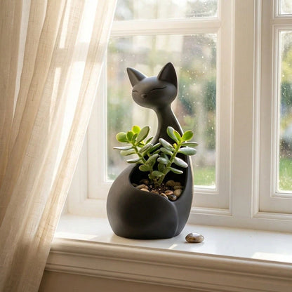 Cute Cat-Shaped Succulent Planter, Storage Container Suitable For Decorative Items, Jewelry, Pens Etc. Desktop & Windowsill Decor
