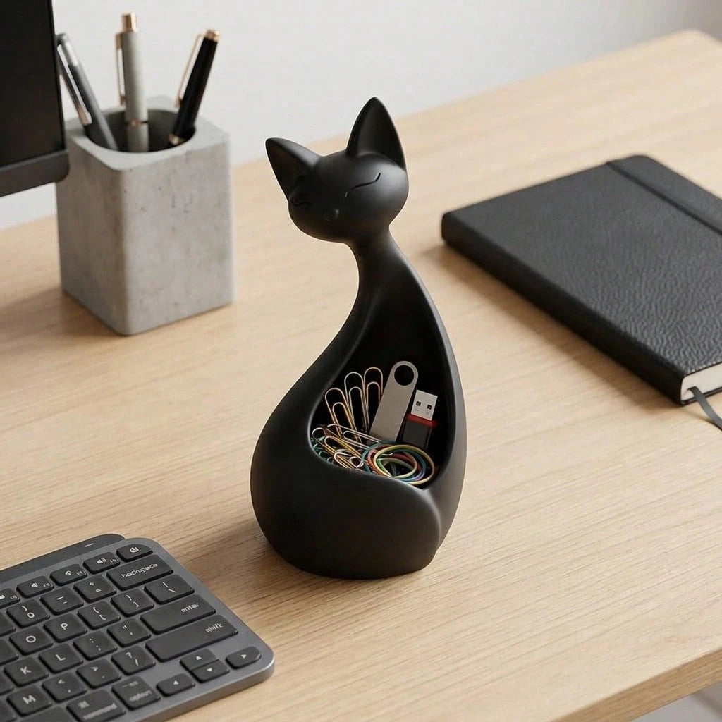 Cute Cat-Shaped Succulent Planter, Storage Container Suitable For Decorative Items, Jewelry, Pens Etc. Desktop & Windowsill Decor