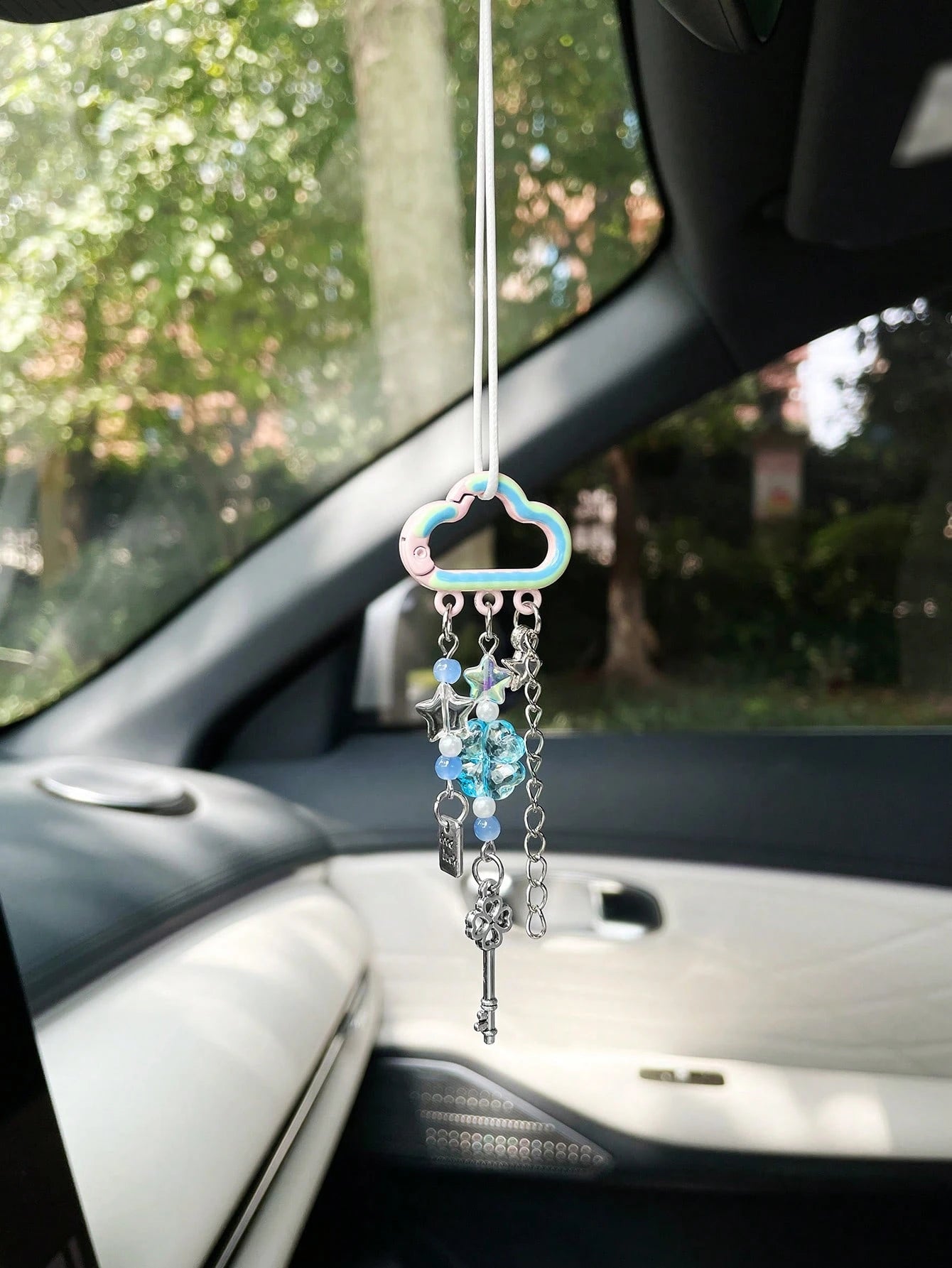 Cute Cloud Car Hanging Ornament, Car Hanging Chain, Car Pendant, Rearview Mirror Decoration, Perfect Gift, Car Interior Accessory For Women