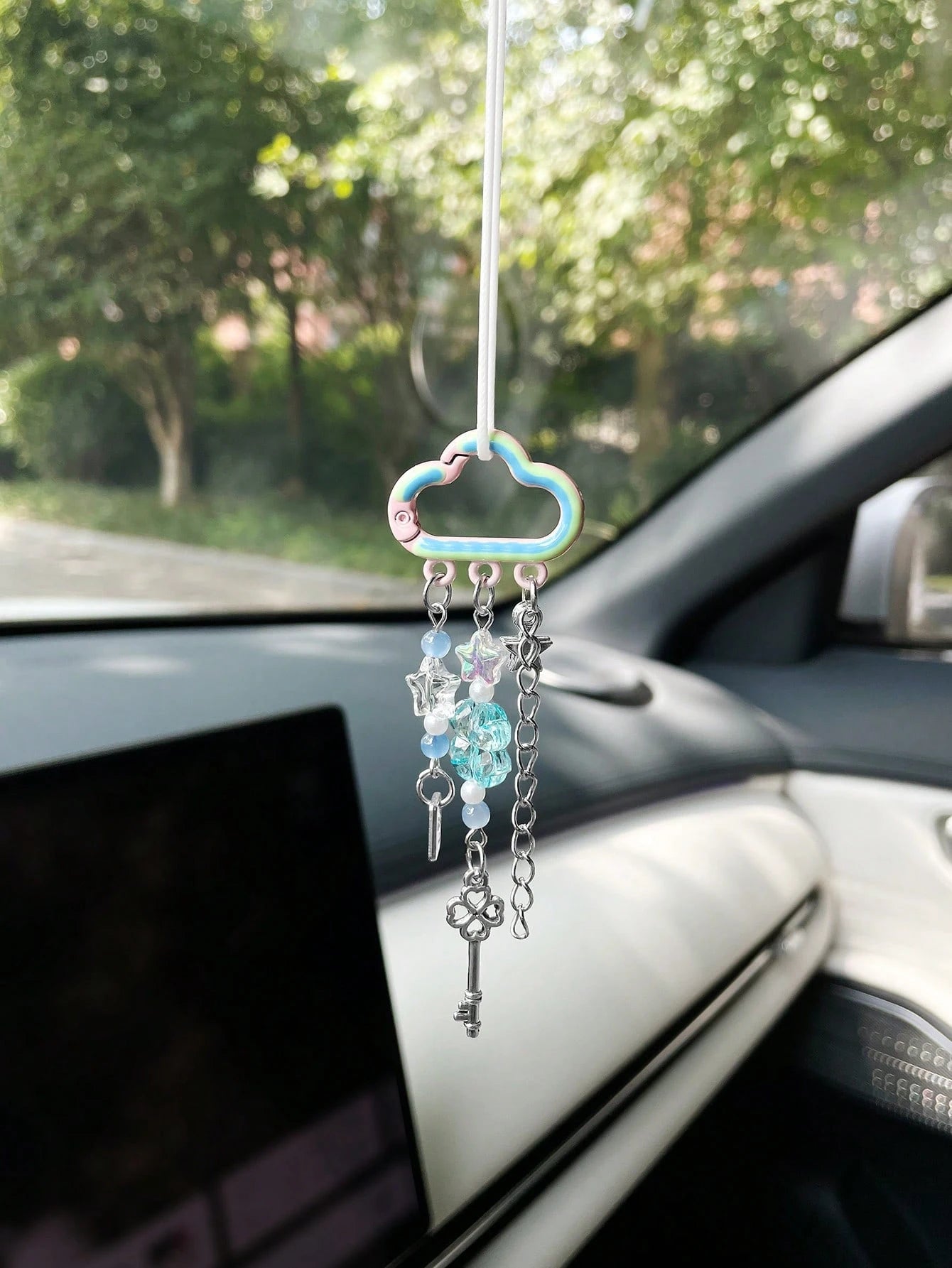 Cute Cloud Car Hanging Ornament, Car Hanging Chain, Car Pendant, Rearview Mirror Decoration, Perfect Gift, Car Interior Accessory For Women