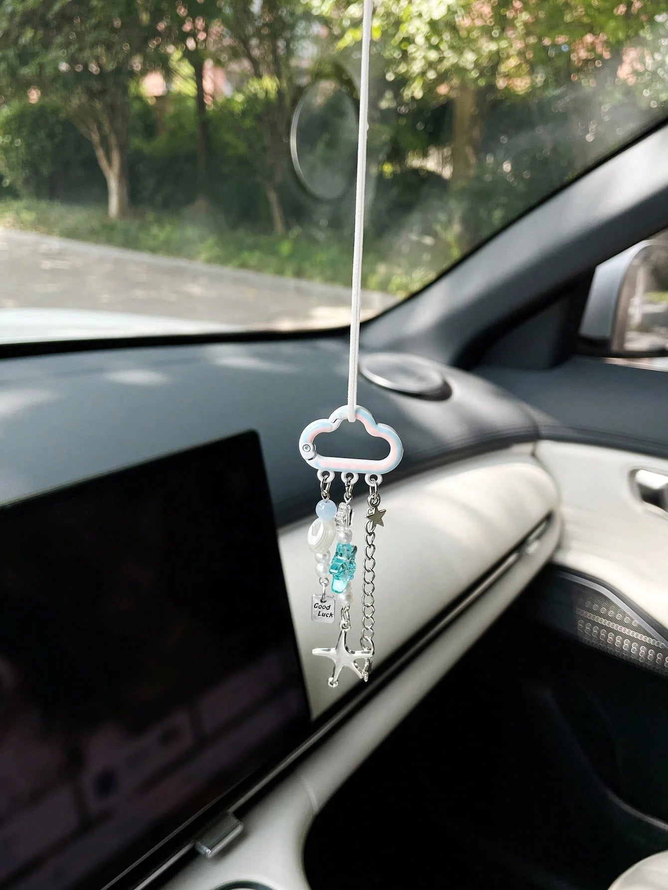Cute Cloud Car Hanging Ornament, Car Hanging Chain, Car Pendant, Rearview Mirror Decoration, Perfect Gift, Car Interior Accessory For Women